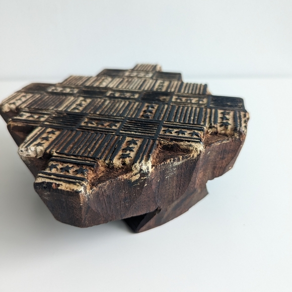 Vintage Hand-Carved Indian Wooden Textile Fabric Printing Block India - Picture 6 of 14